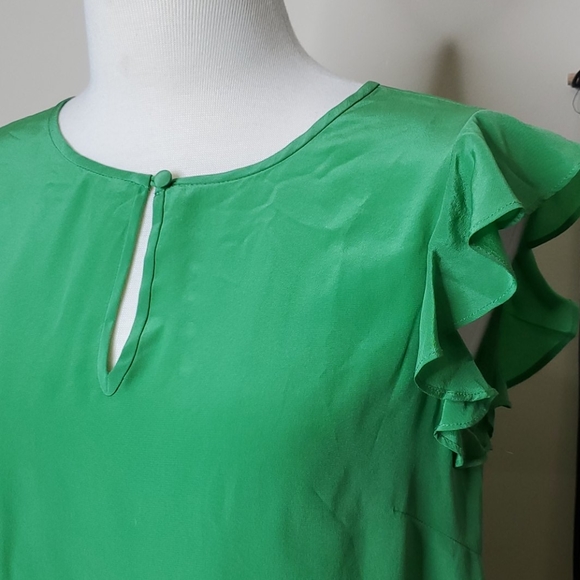 J Crew Flutter Sleeve Keyhole Neckline Top - Picture 2 of 5